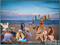 folk på stranden - Zdarma animovaný GIF