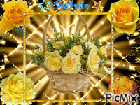 yellow roses ongold and silver ma création a partager sylvie - 免费动画 GIF