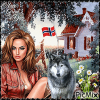 Have a Great Day. Norwegian flag GIF animata