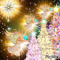 Merry Christmas Angels watch over you - Free animated GIF