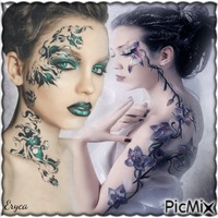 Visages de femmes tatouées GIF animé