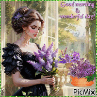 Lilac. Good Morning, wonderful day to you animovaný GIF