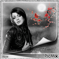 Contest- Woman, black & white with a touch of red - GIF animado grátis
