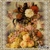 Herbstblumen und Obst анимиран GIF
