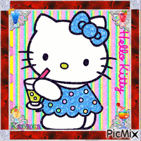 Hello Kitty et son cocktail - GIF animé gratuit