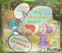Coucou c'est la pause hummm des chocolats merci Bonne soirée Les amis (es) bisous - Gratis geanimeerde GIF