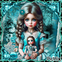 Fillette magique - Turquoise - GIF animado grátis