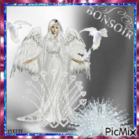 Bonsoir, que cet ange veille sur vous afin que vous fassiez de beaux rêves - GIF animado gratis