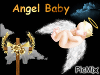 angel baby clouds cross halo baby GIF animé