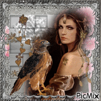 La femme et l'aigle - 免费动画 GIF