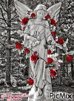 Ange aux roses animovaný GIF