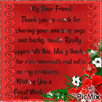 To My Friend. Thank You so much.......