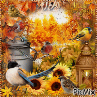 Autumn Beauty. Birds GIF animé