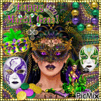 Mardi Gras - Yellow or gold, purple and green - 免费动画 GIF