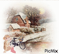 zimní chaloupka - GIF animate gratis