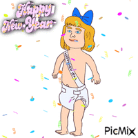 New Year Baby with confetti - GIF animé gratuit