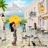 Coucher de soleil sur la mer - GIF animate gratis