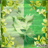 Portret van een vrouw in het groen - GIF animé gratuit