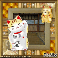 {♦}Golden Waving Kitty{♦} - 無料のアニメーション GIF