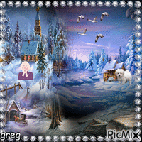 jolie paysage sous la neigé - Безплатен анимиран GIF
