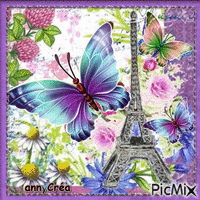Paris et les papillons - GIF animé gratuit