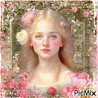 Portrait of Blond Little Girl - GIF animé gratuit
