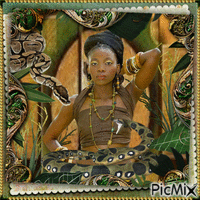 Afrikan woman, and snakes - GIF animé gratuit