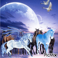 kék fantázia ló animovaný GIF