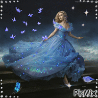Romantic blue dress - Free animated GIF
