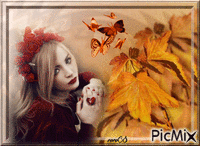 femme en automne - GIF animado gratis