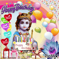 Feliz Aniversário Krishna - GIF animado grátis