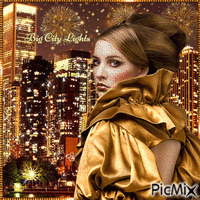 Girl with City Lights-RM-01-22-23 - GIF animé gratuit