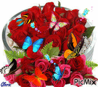 rosas y mariposas - GIF animasi gratis
