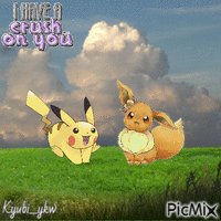 Pikachu x eevee анимиран GIF