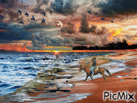 mar y cabalgata - GIF animado grátis
