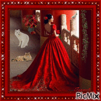 Mulher de vermelho - Darmowy animowany GIF