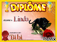 Diplome de l'amitié décerné à LINDA animēts GIF