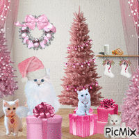 pink cat christmas