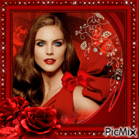 Portrait d'une femme en rouge - GIF animé gratuit