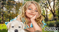 девочка и пёсик - GIF animasi gratis