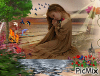dziewczynka i roza - Ingyenes animált GIF