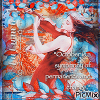 Autumn symphony violin woman - Zdarma animovaný GIF