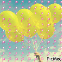 Balões amarelos - Zdarma animovaný GIF