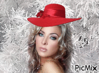femme à chapeau - GIF animado grátis