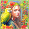 Woman With a Parrot - Gratis animerad GIF