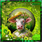 vache et couleurs vertes - GIF animé gratuit