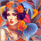 Femme art deco en bleu et orange concours - Free animated GIF