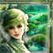 Femme vintage - Tons verts et bleus - GIF animé gratuit