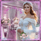 Dame en robe blanche dans une chambre rose - Free animated GIF