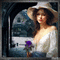 Portrait of woman in white hat - Free animated GIF